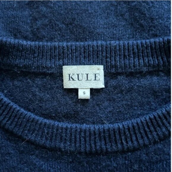 KULE cashmere sweater crew neck Smiley Face navy blue size S - Picture 6 of 9